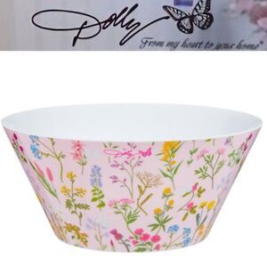 Dolly Parton Floral Melamine Serving Bowl- Pink